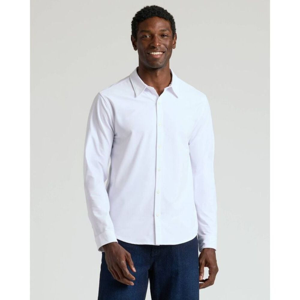 True Classic Men's Stretch Oxford Dress Shirt - White XL